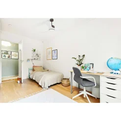 Modulo de KlassFan - Super destratificateur et ventilateur DC 106 cm Chocolat pales bois blanc Lumière dimmable 15 à 20 m²