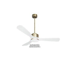 Modulo de KlassFan - Super destratificateur et ventilateur DC 132 cm Laiton bois blanc Lumière dimmable 25 à 40 m²