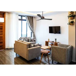 Modulo de KlassFan - Super destratificateur et ventilateur DC 132 cm Marron pales bois noir sans Lumière 25 à 40 m²