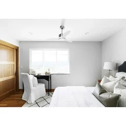 Modulo de KlassFan - Super destratificateur et ventilateur DC 106 cm Chrome pales bois blanc Lumière dimmable 15 à 20 m²