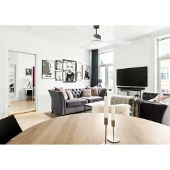 Modulo de KlassFan - Super destratificateur et ventilateur DC 166 cm Chocolat pales bois blanc avec Lumière 30 à 60 m²