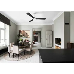 Modulo de KlassFan - Super destratificateur et ventilateur DC 132 cm Blanc bois noir Lumière dimmable 25 à 40 m²