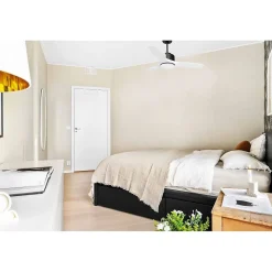 Modulo de KlassFan - Super destratificateur et ventilateur DC 106 cm Gris basalte pales bois blanc Lumière dimmable 15 à 20 m²