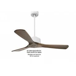 Modulo de KlassFan - Super destratificateur et ventilateur DC 132 cm Blanc pales bois sombre sans Lumière 25 à 40 m²