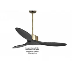 Modulo de KlassFan - Super destratificateur et ventilateur DC 132 cm Laiton pales bois noir sans Lumière 25 à 40 m²