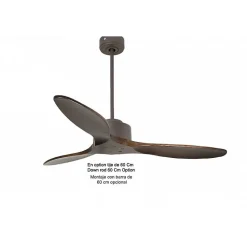 Modulo de KlassFan - Super destratificateur et ventilateur DC 132 cm Chocolat pales bois sombre sans Lumière 25 à 40 m²