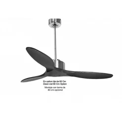Modulo de KlassFan - Super destratificateur et ventilateur DC 132 cm Chrome pales bois noir sans Lumière 25 à 40 m²