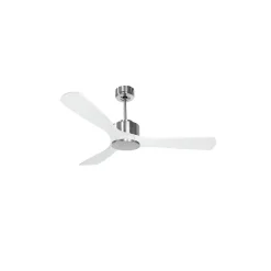 Modulo de KlassFan - Super destratificateur et ventilateur DC 132 cm Chrome pales bois blanc sans Lumière 25 à 40 m²