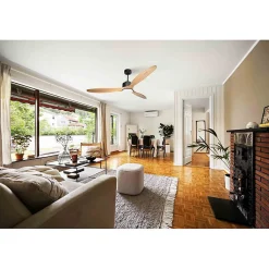 Modulo de KlassFan - un super destartificateur et ventilateur de plafond avec Lumière,gris basalt bois clair,thermostat