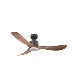 Modulo de KlassFan - Ventilateur de plafond DC avec Lumière pales marrons et gris basalte, thermostat idéal pour 25 à 40 m²