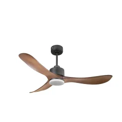 Modulo de KlassFan - Ventilateur de plafond DC avec Lumière pales marrons et gris basalte, thermostat idéal pour 25 à 40 m²