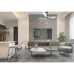 Modulo de KlassFan - Ventilateur de plafond DC sans Lumière Blanc et gris basalte, thermostat idéal pour 25 à 40 m²