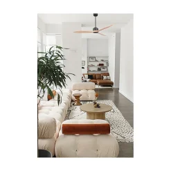 Modulo Latino III - Super destratificateur et ventilateur DC 132 cm noir pales bois clair idéal 26 à 40 m²