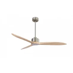 Modulo Latino III - Super destratificateur et ventilateur DC 132 cm chrome pales bois clair idéal 26 à 40 m²