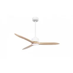 Modulo Latino III - Super destratificateur et ventilateur DC 132 cm blanc pales bois clair idéal 26 à 40 m²