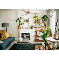 Modulo Latino Slim - Super destratificateur et ventilateur DC 132 cm marron pales bois clair idéal 26 à 40 m²