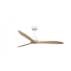 Modulo Latino Slim - Super destratificateur et ventilateur DC 132 cm blanc pales bois clair idéal 26 à 40 m²