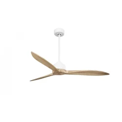 Modulo Latino Slim - Super destratificateur et ventilateur DC 132 cm blanc pales bois clair idéal 26 à 40 m²