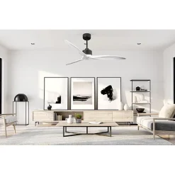 Modulo Latino Slim - Super destratificateur et ventilateur DC 132 cm noir pales bois blanc idéal 26 à 40 m²