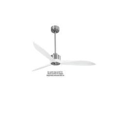 Modulo Latino Slim - Super destratificateur et ventilateur DC 132 cm chrome pales bois blanc idéal 26 à 40 m²
