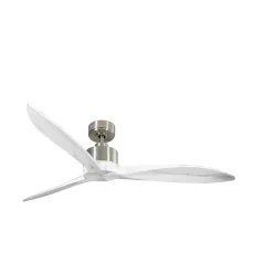 Modulo Latino Slim - Super destratificateur et ventilateur DC 132 cm chrome pales bois blanc idéal 26 à 40 m²
