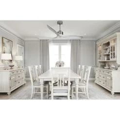 Modulo Latino Slim - Super destratificateur et ventilateur DC 132 cm chrome pales bois blanc idéal 26 à 40 m²