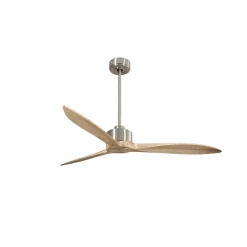 Modulo Latino Slim - Super destratificateur et ventilateur DC 132 cm chrome pales bois clair idéal 26 à 40 m²