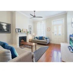 Modulo Latino Slim - Super destratificateur et ventilateur DC 132 cm chocolat pales bois gris idéal 26 à 40 m²