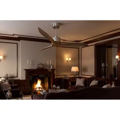 Modulo Latino Slim - Super destratificateur et ventilateur DC 132 cm chrome pales bois sombre idéal 26 à 40 m²