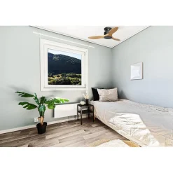 Modulo Low Profile Regular - un ventilateur pour plafond bas , DC 106 cm Noir pales bois clair sans Lumière 10 à 20 m²