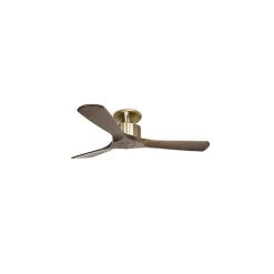 Modulo Low Profile Regular -un ventilateur pour plafond bas DC 132 cm Laiton pales fermées bois sombre sans Lumière 20 à 40 m²