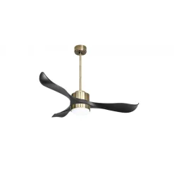 Modulo Regular Exterior - un ventilateur pour extérieur IP44, DC 132 cm Laiton pales abs noir Lumière dimmable 20 à 30 m²