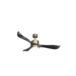 Modulo Regular Exterior - un ventilateur pour extérieur IP44, DC 132 cm Laiton pales abs noir Lumière dimmable 20 à 30 m²