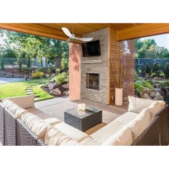 Modulo Regular Exterior - un ventilateur pour extérieur IP44, DC 132 cm Laiton pales abs blanc sans Lumière 20 à 35 m²