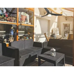 Modulo Regular Exterior - un ventilateur pour extérieur IP44, DC 127 cm Laiton pales abs noir Lumière dimmable 20 à 30 m²