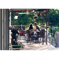 Modulo Regular Exterior - un ventilateur pour extérieur IP44, DC 132 cm Laiton pales abs marron Lumière dimmable 20 à 30 m²