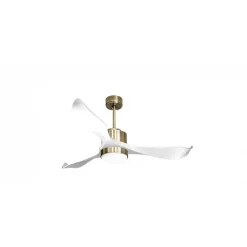 Modulo Regular Exterior - un ventilateur pour extérieur IP44, DC 132 cm Laiton pales abs blanc Lumière dimmable 20 à 30 m²