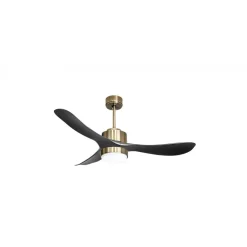 Modulo Regular Exterior - un ventilateur pour extérieur IP44, DC 132 cm Laiton pales abs noir Lumière dimmable 20 à 35 m²