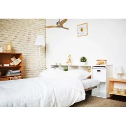 Modulo Regular Ring - Super destratificateur et ventilateur DC 106 cm chrome pales bois clair sans Lumière 15 à 20 m²