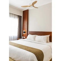 Modulo Regular Ring - Super destratificateur et ventilateur DC 106 cm blanc pales bois clair sans Lumière 15 à 20 m²