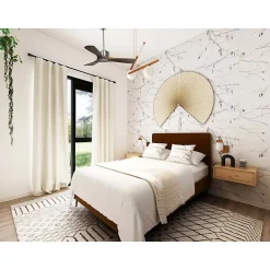 Modulo Regular Ring - Super destratificateur et ventilateur DC 106 cm chrome pales bois sombre sans Lumière 15 à 20 m²