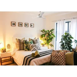 Modulo Regular Ring - Super destratificateur et ventilateur DC 106 cm chrome pales bois blanc sans Lumière 15 à 20 m²