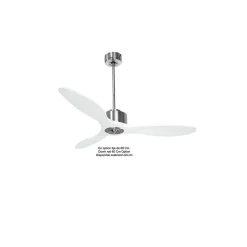 Modulo Regular Ring - Super destratificateur et ventilateur DC 132 cm Chrome pales bois blanc sans Lumière 25 à 40 m²