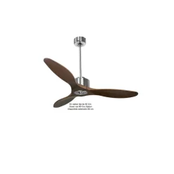 Modulo Regular Ring - Super destratificateur et ventilateur DC 132 cm Chrome pales bois sombre sans Lumière 25 à 40 m²