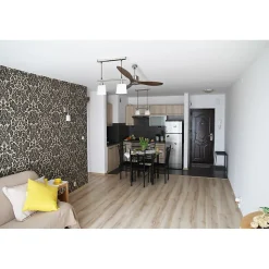 Modulo Regular Ring - Super destratificateur et ventilateur DC 132 cm Chrome pales bois sombre sans Lumière 25 à 40 m²