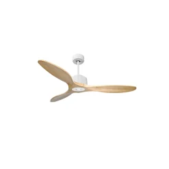 Modulo Regular Ring - Super destratificateur et ventilateur DC 132 cm Blanc pales bois clair sans Lumière 25 à 40 m²