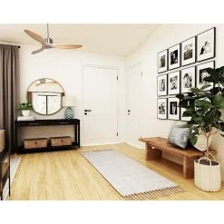 Modulo Regular Ring - Super destratificateur et ventilateur DC 132 cm Chrome pales bois clair sans Lumière 25 à 40 m²