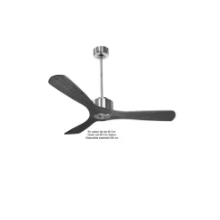 Modulo Regular Ring - Super destratificateur et ventilateur DC 132 cm Chrome pales bois noir sans Lumière 25 à 40 m²