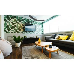 Modulo Regular Ring - Super destratificateur et ventilateur DC 132 cm Chrome pales bois noir sans Lumière 25 à 40 m²