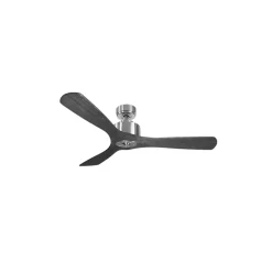 Modulo Regular Ring - Super destratificateur et ventilateur DC 132 cm Chrome pales bois noir sans Lumière 25 à 40 m²